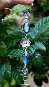 Labradorite Floral Bracelet, AB-6883