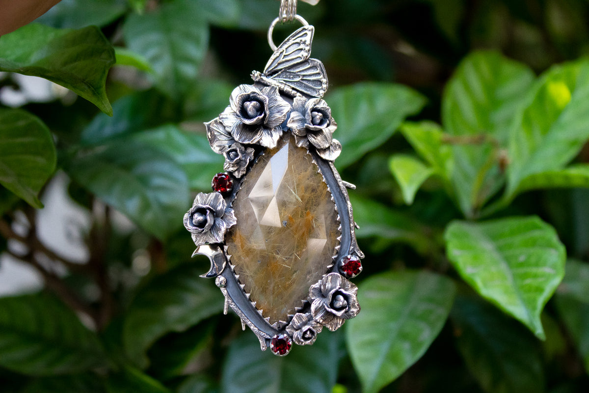 Golden Rutilated Quartz Pendant, AP-7177