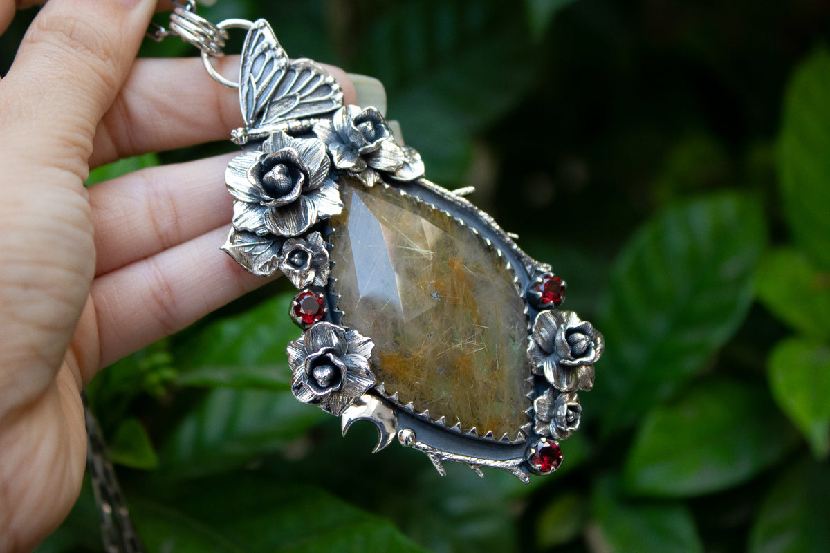 Golden Rutilated Quartz Pendant, AP-7177