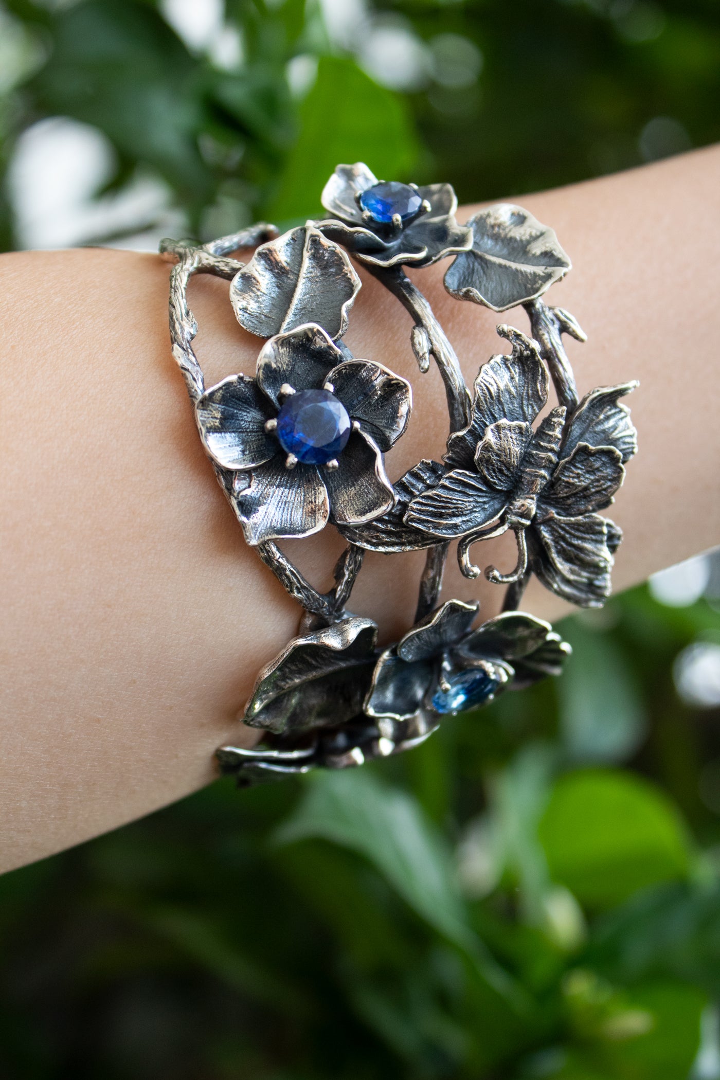 Twilight Garden - Sterling Silver & Kyanite Cuff Bracelet, AB-7620