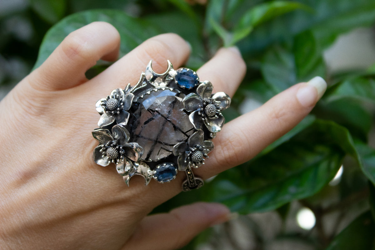 Ethereal Blossom: Rutilated Quartz Ring, AR- 7180