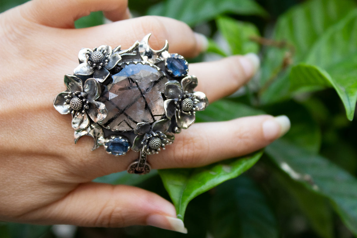 Ethereal Blossom: Rutilated Quartz Ring, AR- 7180