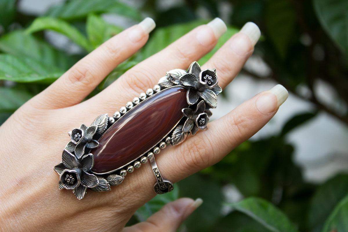 Red Botswana Agate Ring, AR-7185