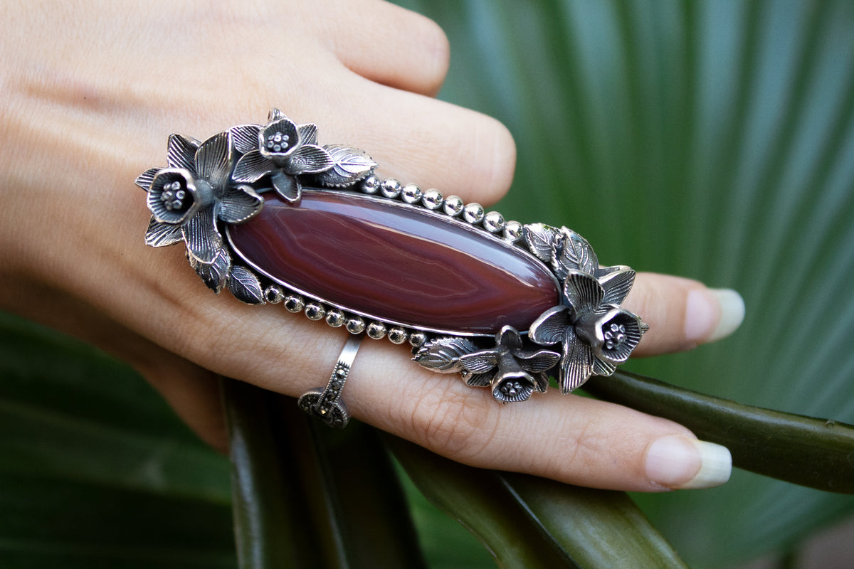 Red Botswana Agate Ring, AR-7185