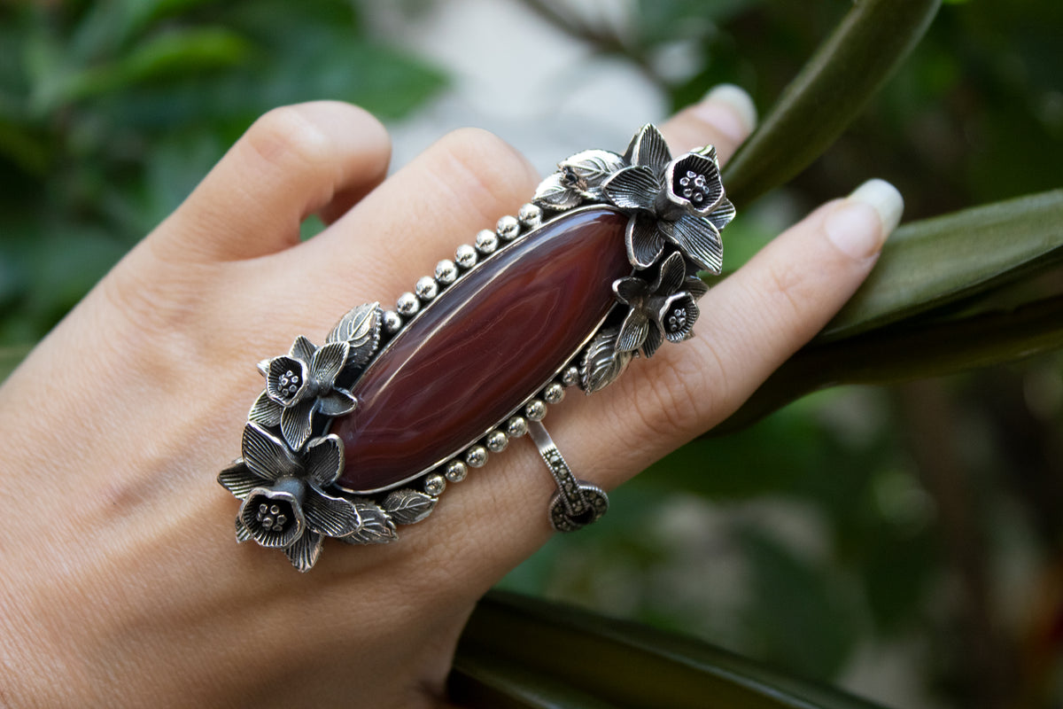 Red Botswana Agate Ring, AR-7185