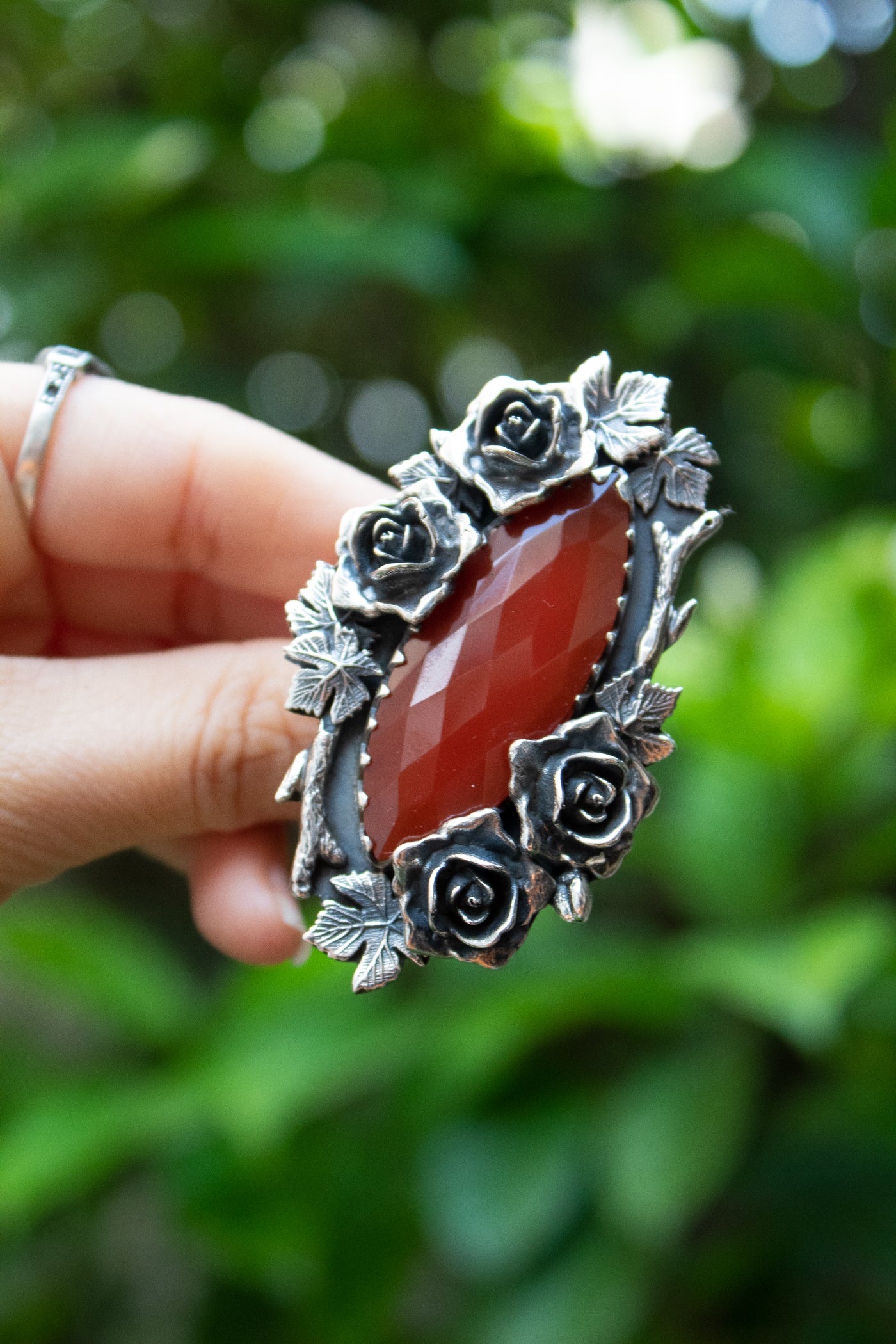 Crimson Roses: Red Onyx Ring, AR-7655
