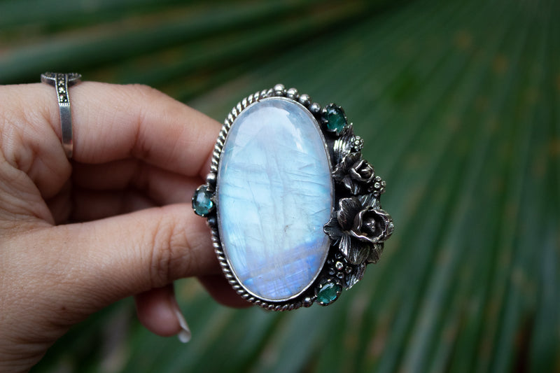 Moonstone & Green Tourmaline Ring, AR-6874