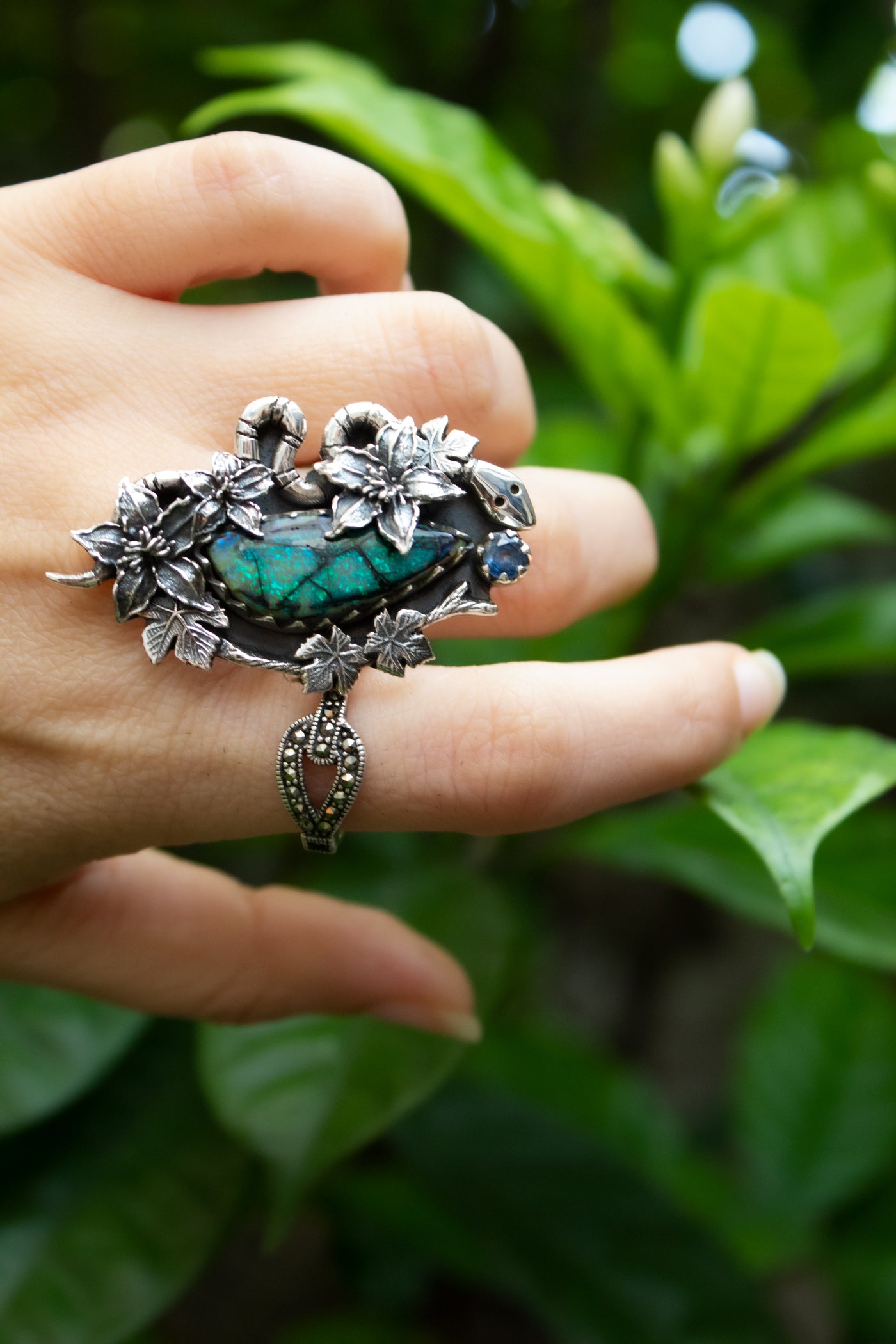 The Garden’s Watcher: Monarch Opal Ring, AR- 7658