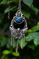 Lunar Nocturna: Black Onyx & Labradorite Pendant, AP-7629
