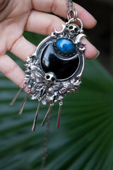 Lunar Nocturna: Black Onyx & Labradorite Pendant, AP-7629