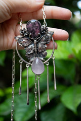 Wings of Dawn – Rhodonite & Rose Quartz Necklace, AN-7631