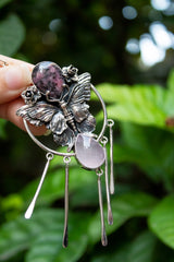 Wings of Dawn – Rhodonite & Rose Quartz Necklace, AN-7631