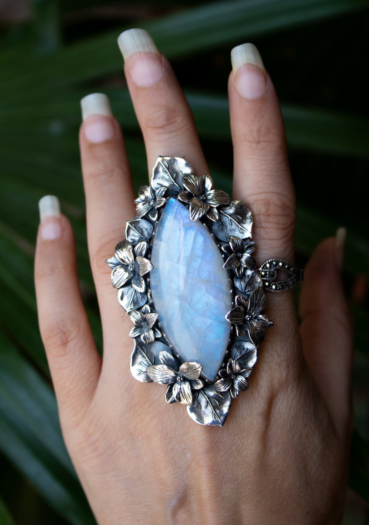 RÉSERVÉ Moonstone Ring, Blue Marquise Stone Ooak Ring, AR-6630