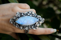 RÉSERVÉ Moonstone Ring, Blue Marquise Stone Ooak Ring, AR-6630