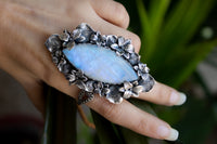 RÉSERVÉ Moonstone Ring, Blue Marquise Stone Ooak Ring, AR-6630