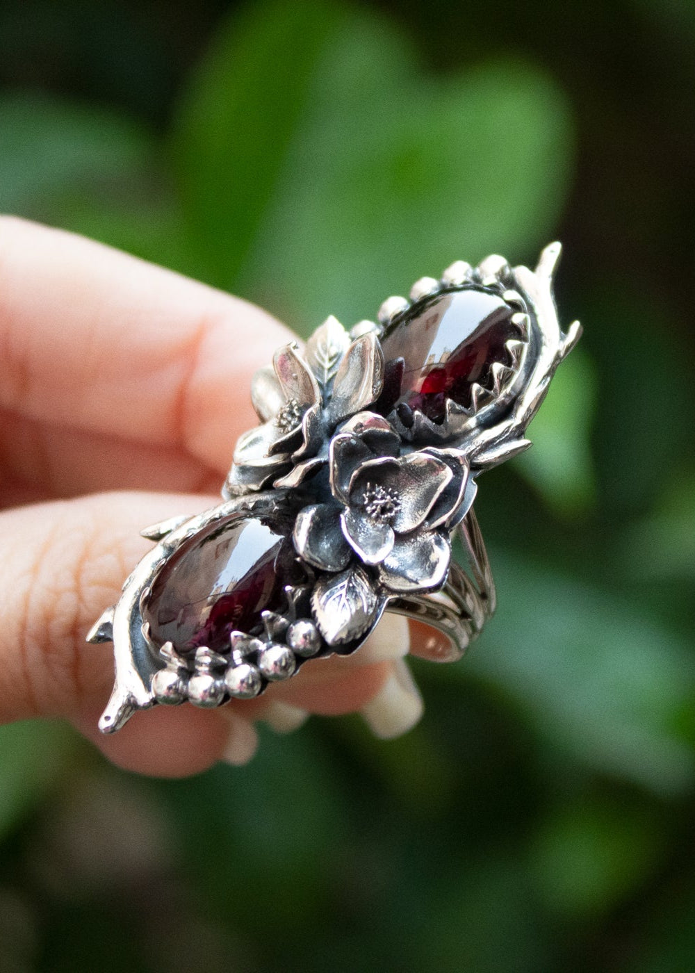 Floral Garnet Ring AR-7192