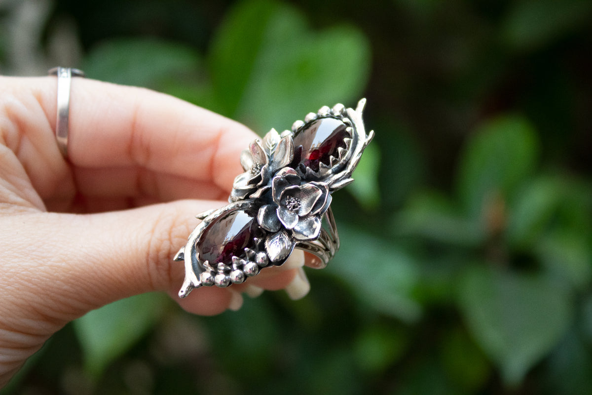 Floral Garnet Ring AR-7192