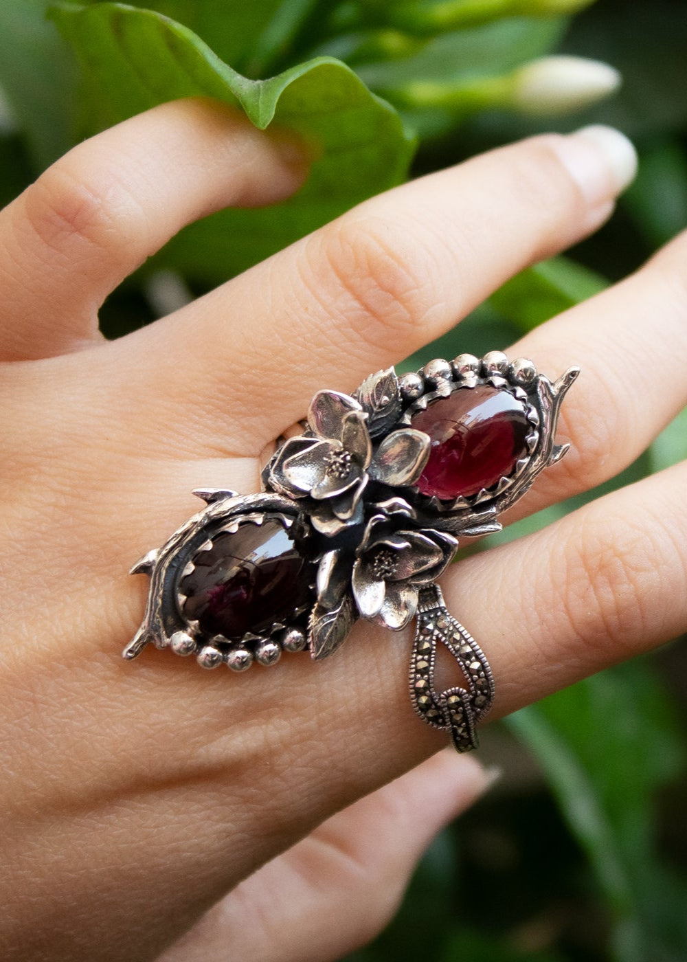 Floral Garnet Ring AR-7192