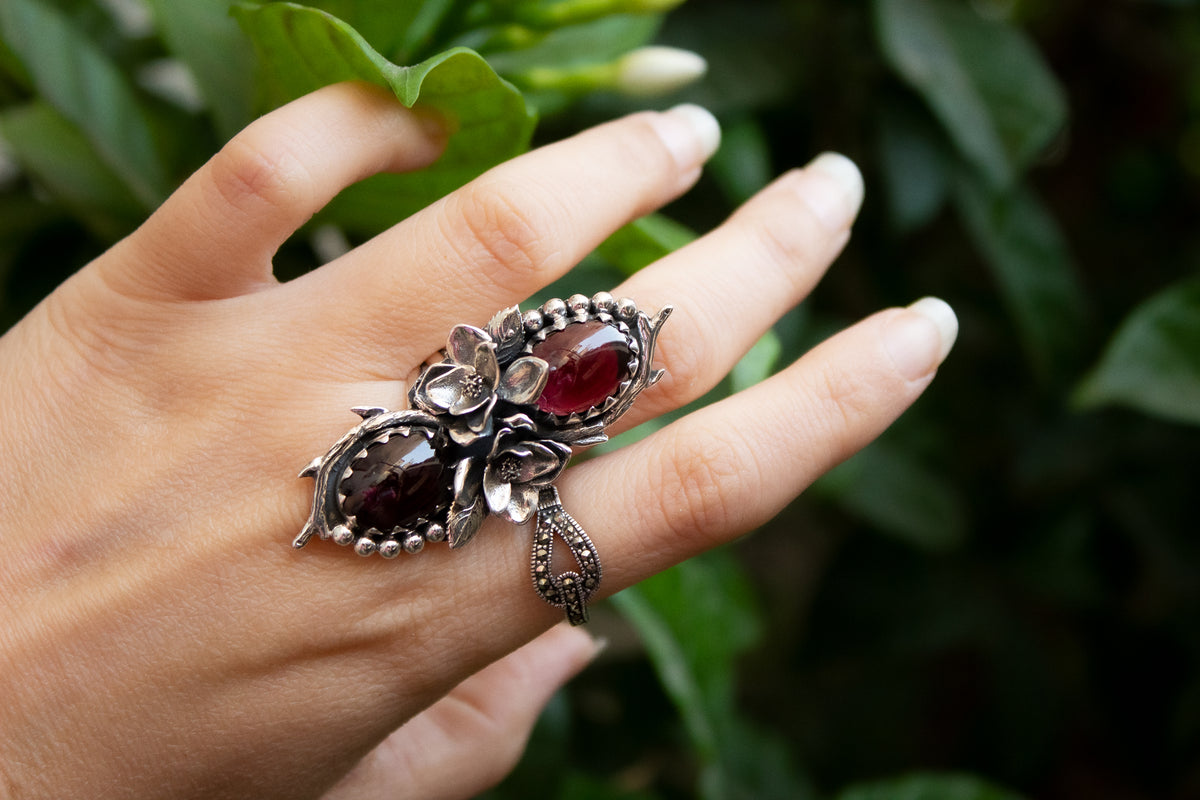 Floral Garnet Ring AR-7192