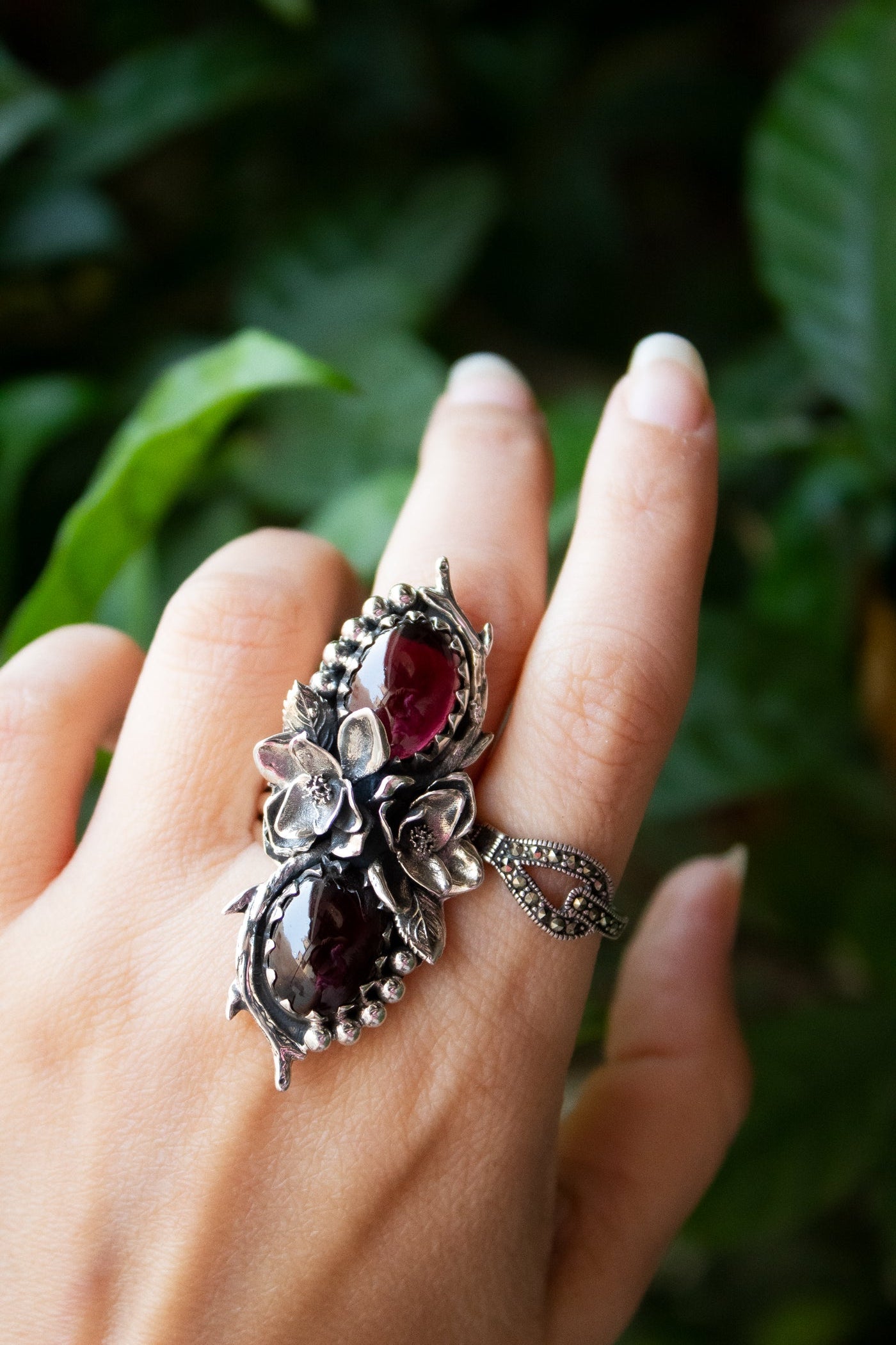 Floral Garnet Ring AR-7192