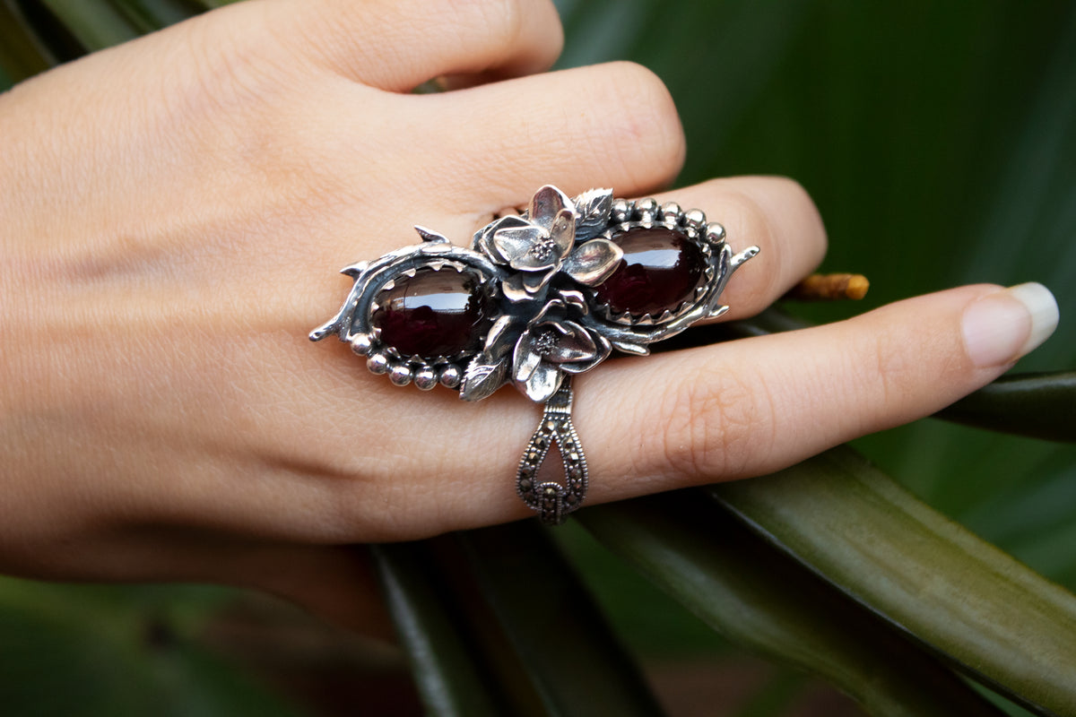 Floral Garnet Ring AR-7192