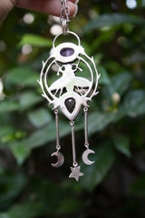 Celestial Alchemy - Amethyst & Smokey Quartz Bee Talisman Pendant, AR-7661