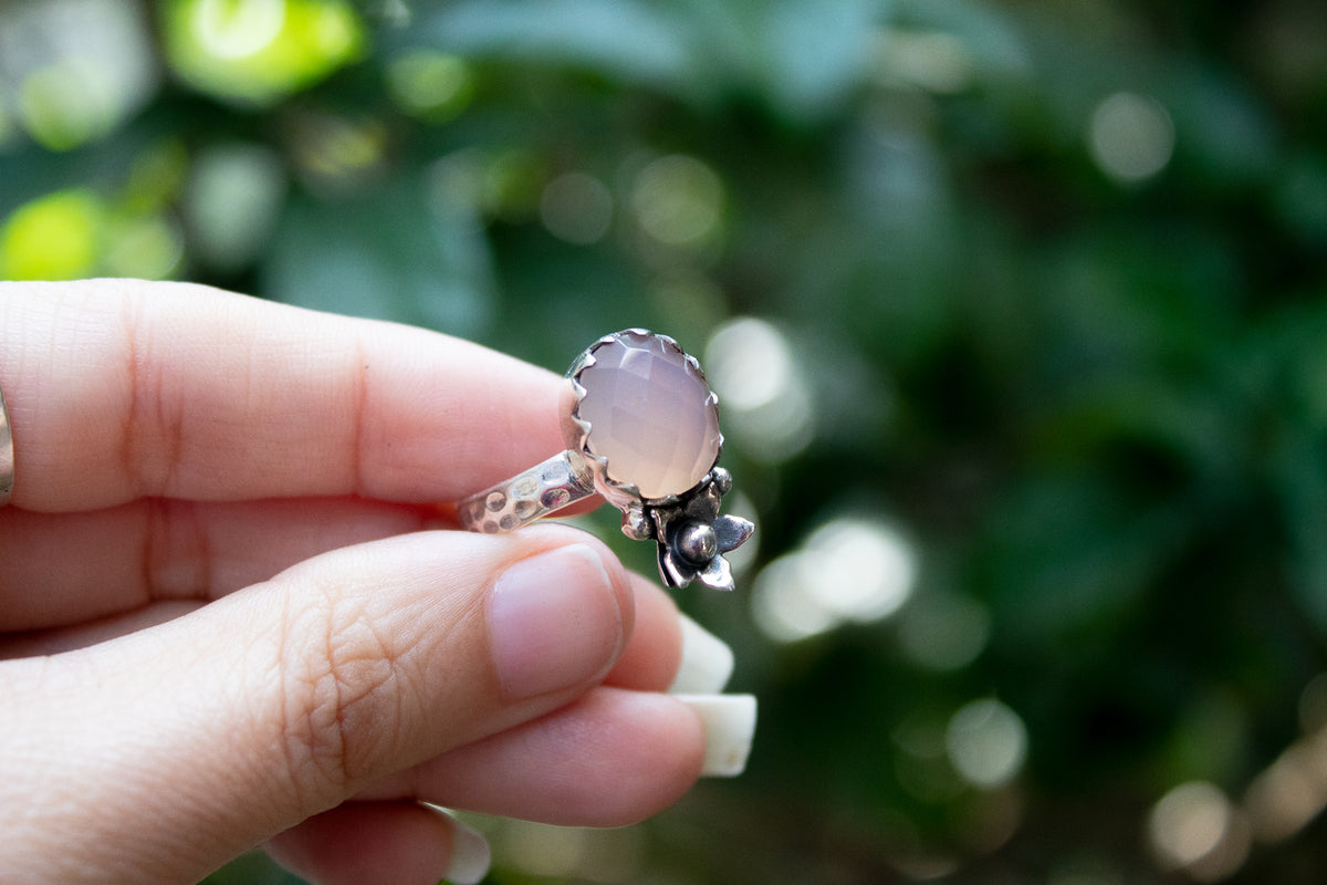 Rose Quartz Ring, October Birthstone Dainty Ring, AR-6895