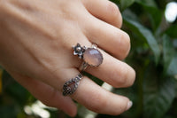 Rose Quartz Ring, October Birthstone Dainty Ring, AR-6895