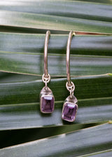 Amethyst Hoop Earrings, February Birthstone Earring, AE-6900