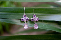 Natural Purple Amethyst Dangle Earrings , AE-6899