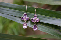 Natural Purple Amethyst Dangle Earrings , AE-6899