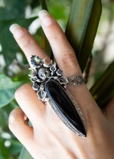 Nightwatch Owl Black Onyx Ring, AR-6882