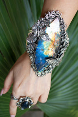 Wings of Becoming: Labradorite Cuff Bracelet, AB-7659