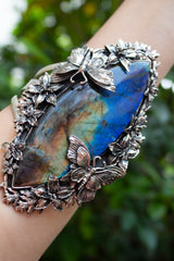 Wings of Becoming: Labradorite Cuff Bracelet, AB-7659