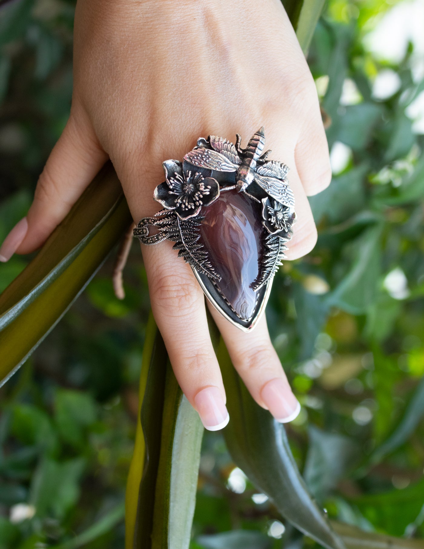 Red Botswana Agate Ring, AR-7664