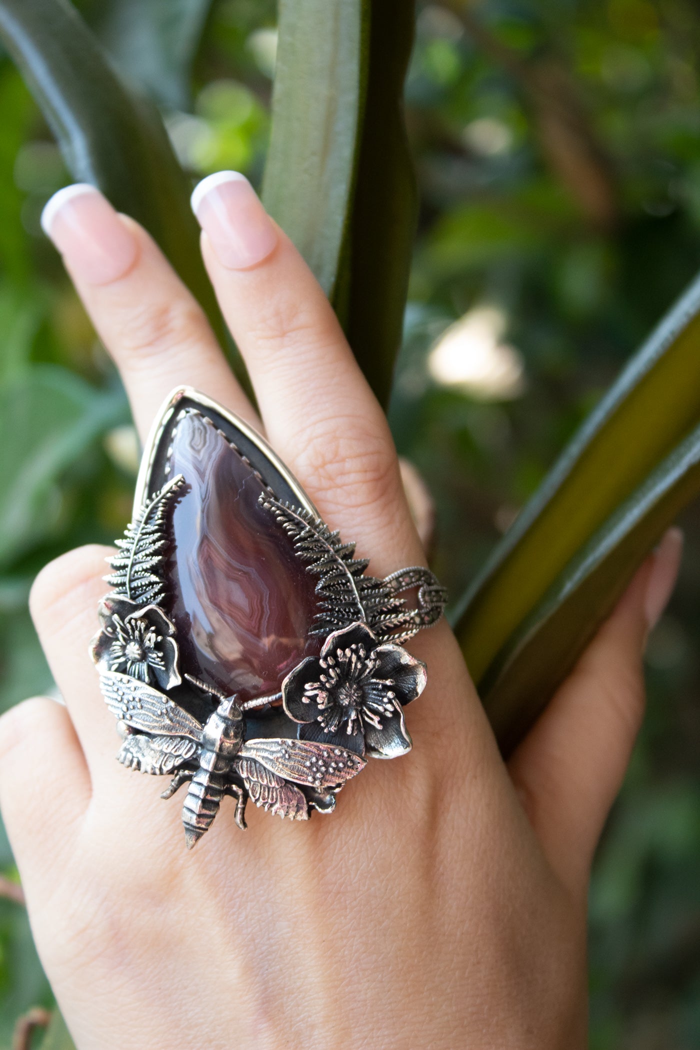 Red Botswana Agate Ring, AR-7664
