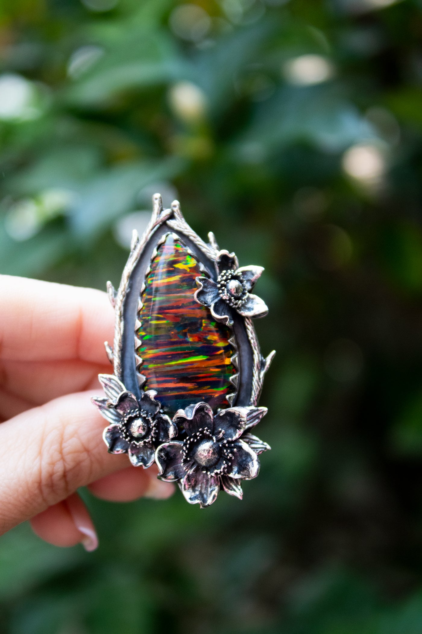 Firebloom Ring – Botanical Bello Opal Statement Ring, AR-7665