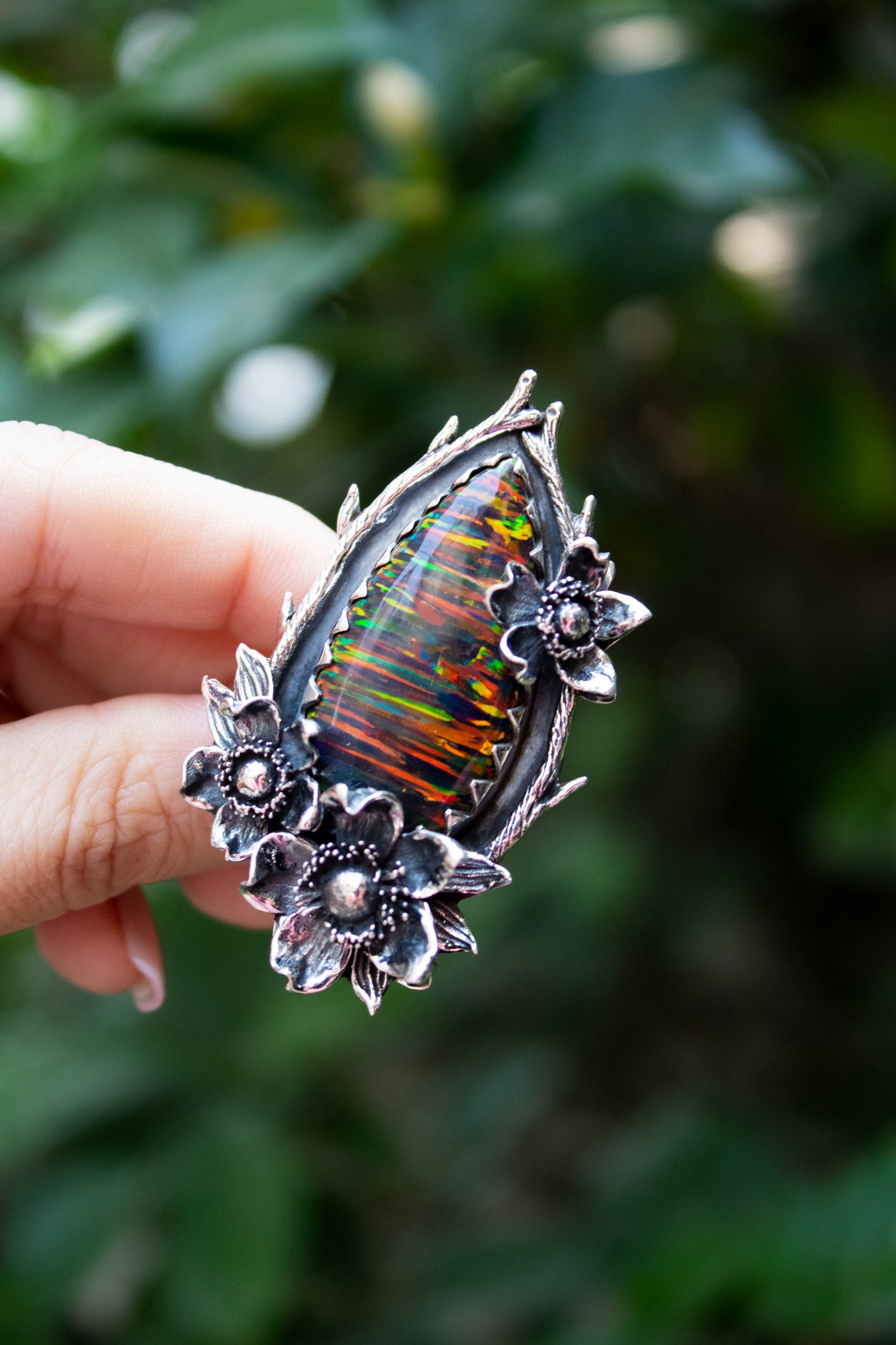 Firebloom Ring – Botanical Bello Opal Statement Ring, AR-7665