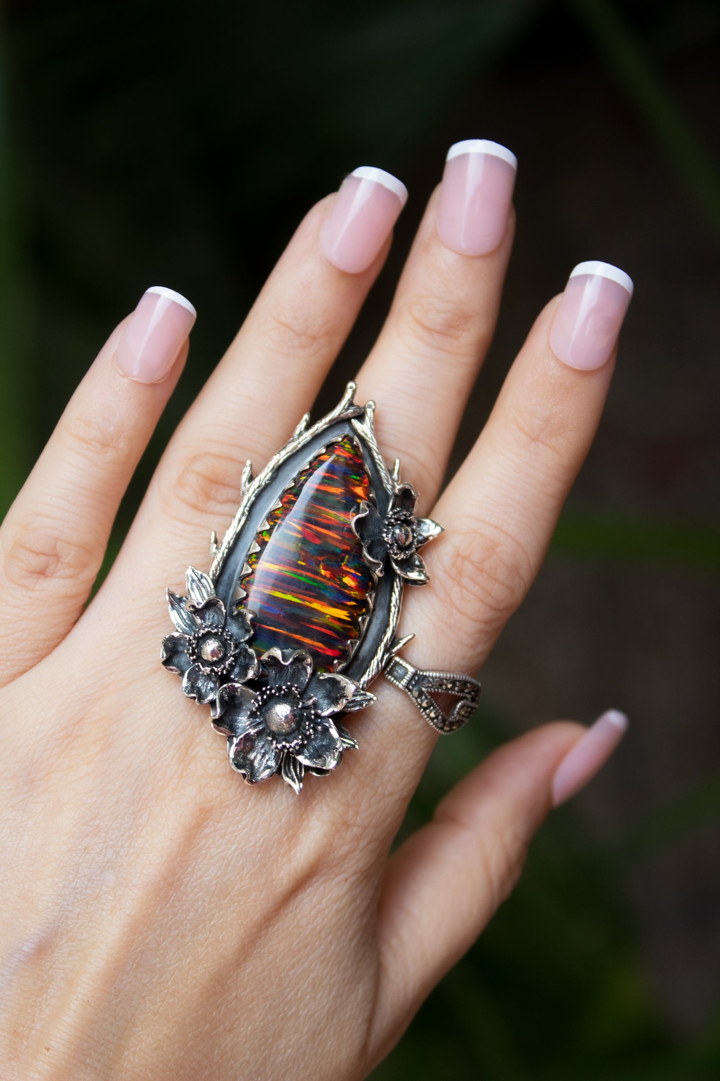 Firebloom Ring – Botanical Bello Opal Statement Ring, AR-7665