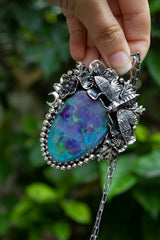 Whispers of the Winged Garden: Monarch Opal Pendant, AR-7660