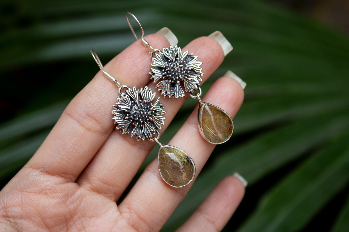 Golden Rutile Earrings, AE-7201