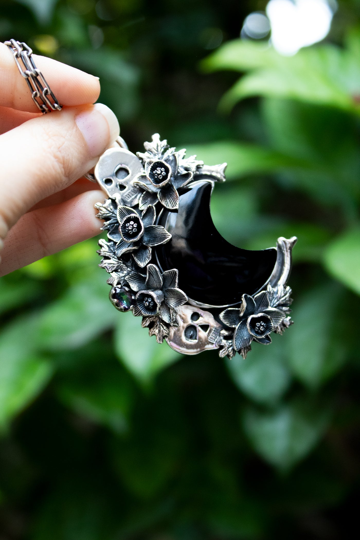 Crescent of Shadows- Black Onyx Pendant, AP- 7654
