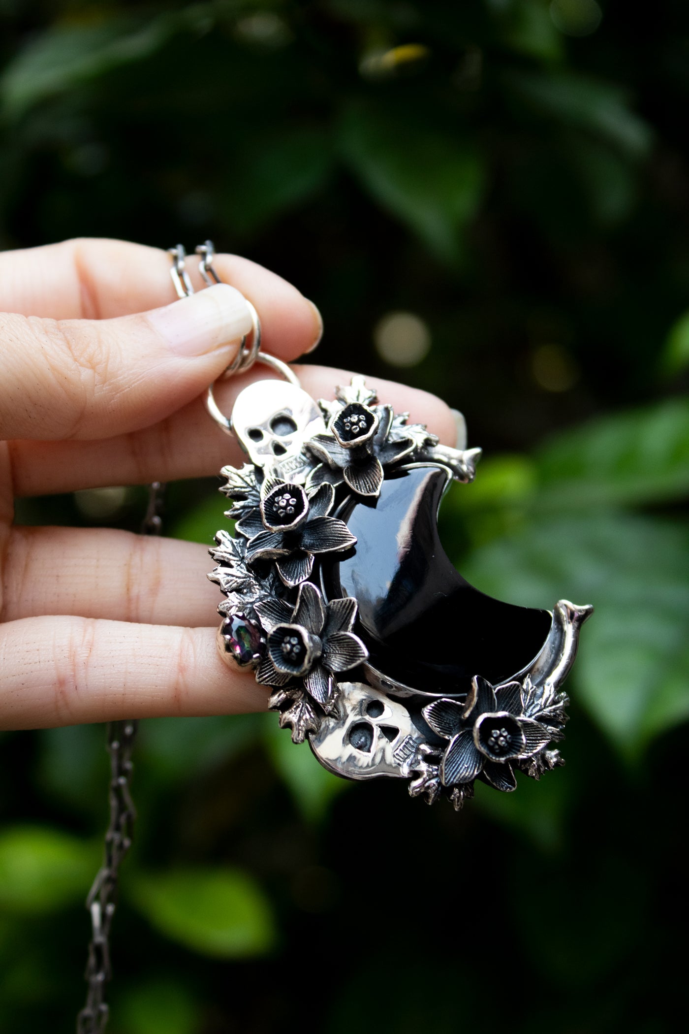 Crescent of Shadows- Black Onyx Pendant, AP- 7654