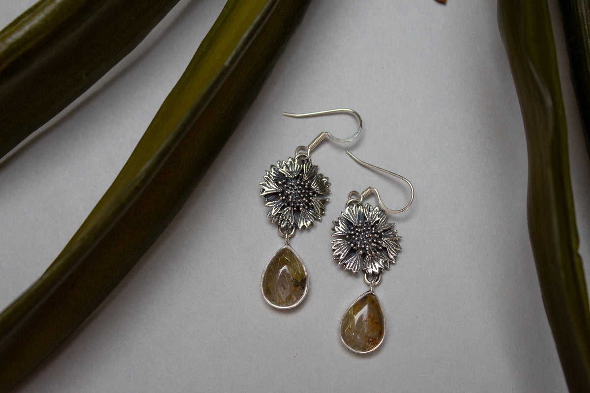 Golden Rutile Earrings, AE-7201