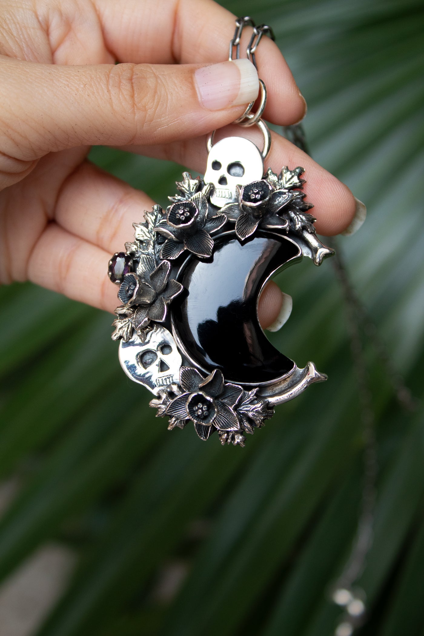 Crescent of Shadows- Black Onyx Pendant, AP- 7654