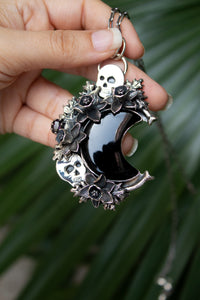 Crescent of Shadows- Black Onyx Pendant, AP- 7654