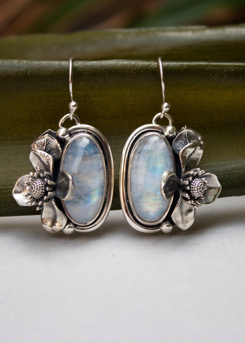 Moonstone Botanical Earrings, AE-7202