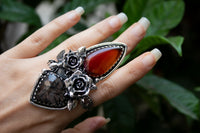 Red Onyx & Black Rutilated Quartz Ring, AR-7206