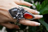 Red Onyx & Black Rutilated Quartz Ring, AR-7206