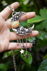 Moonlit Blossoms - Ethiopian Opal Crescent Pendant, AP-7671